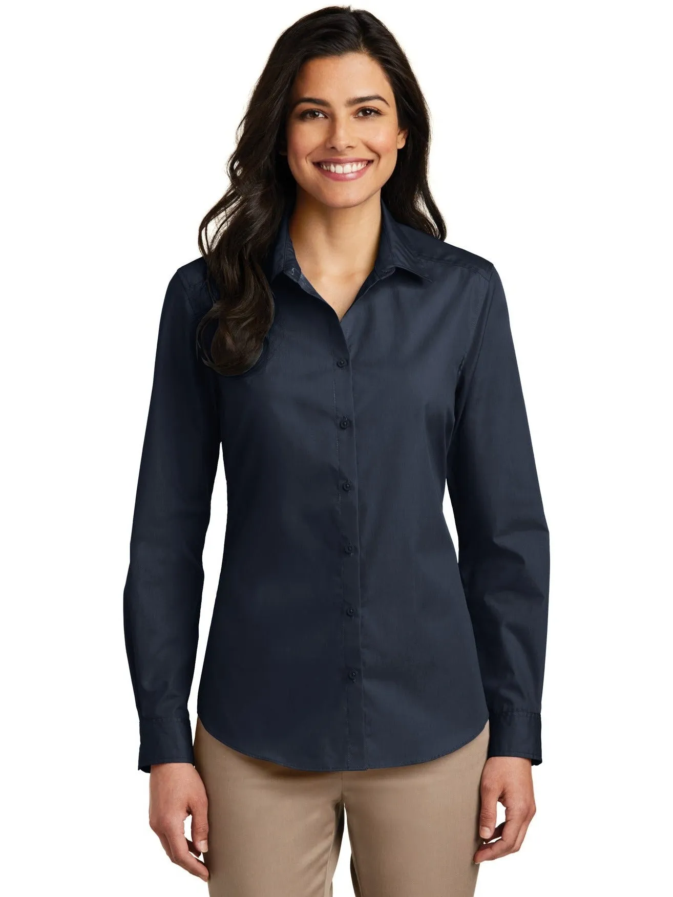 Port Authority Ladies Long Sleeve Carefree Poplin Shirt