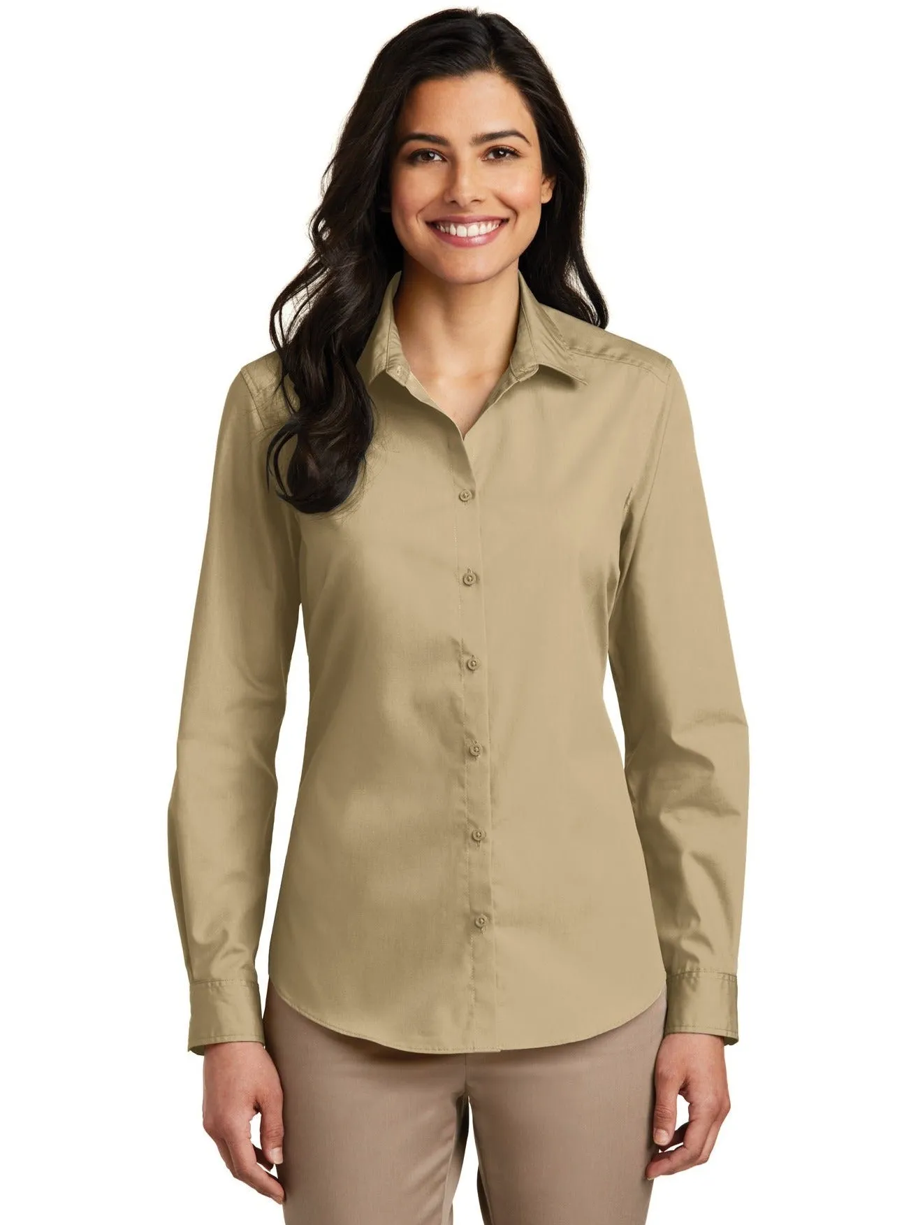 Port Authority Ladies Long Sleeve Carefree Poplin Shirt