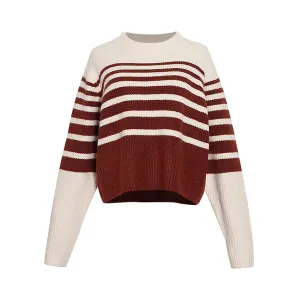 Pre Order:  Round Neck Striped Knit Sweater