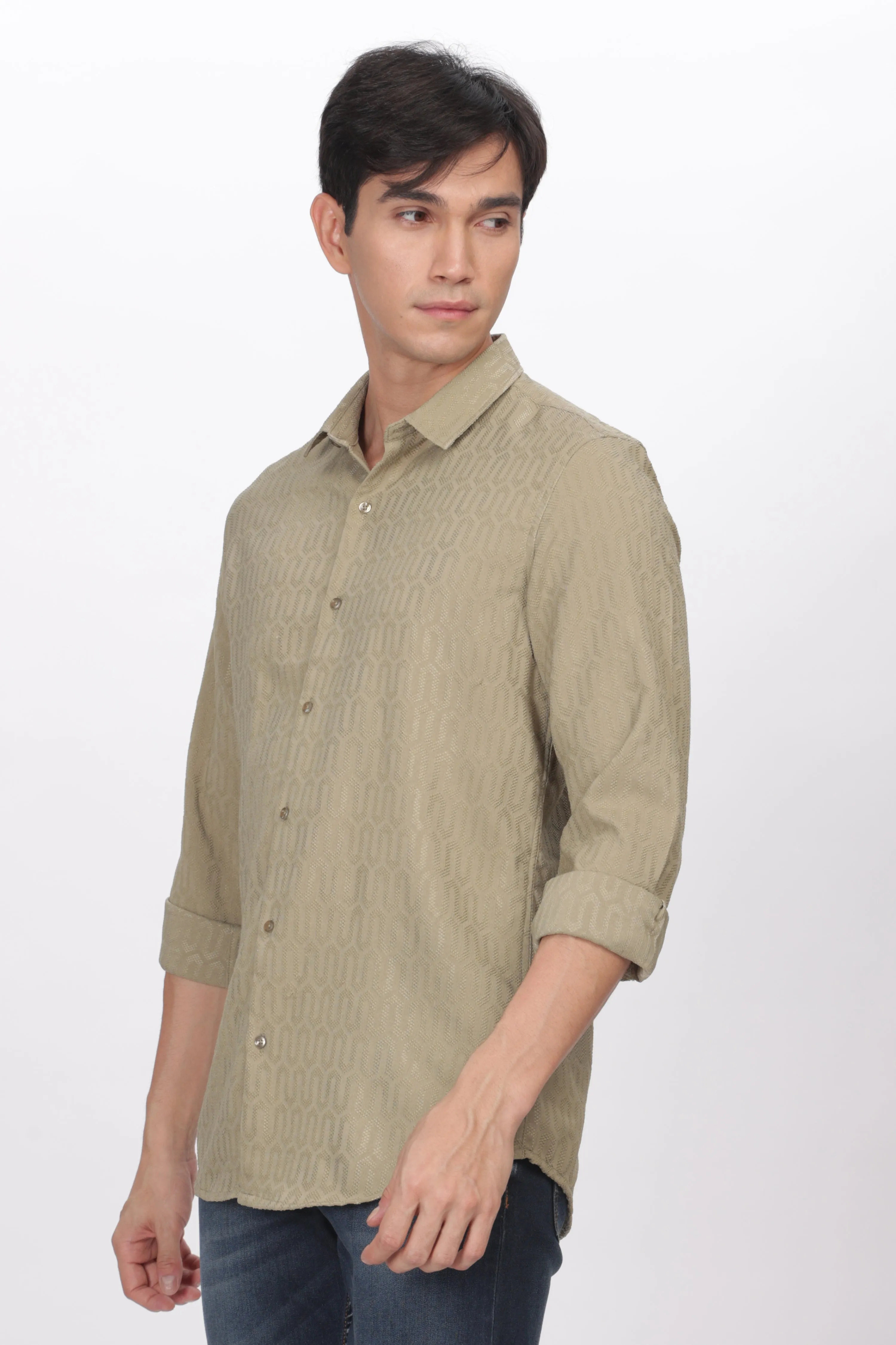 Sandal - Modern Fit Textured Shirt