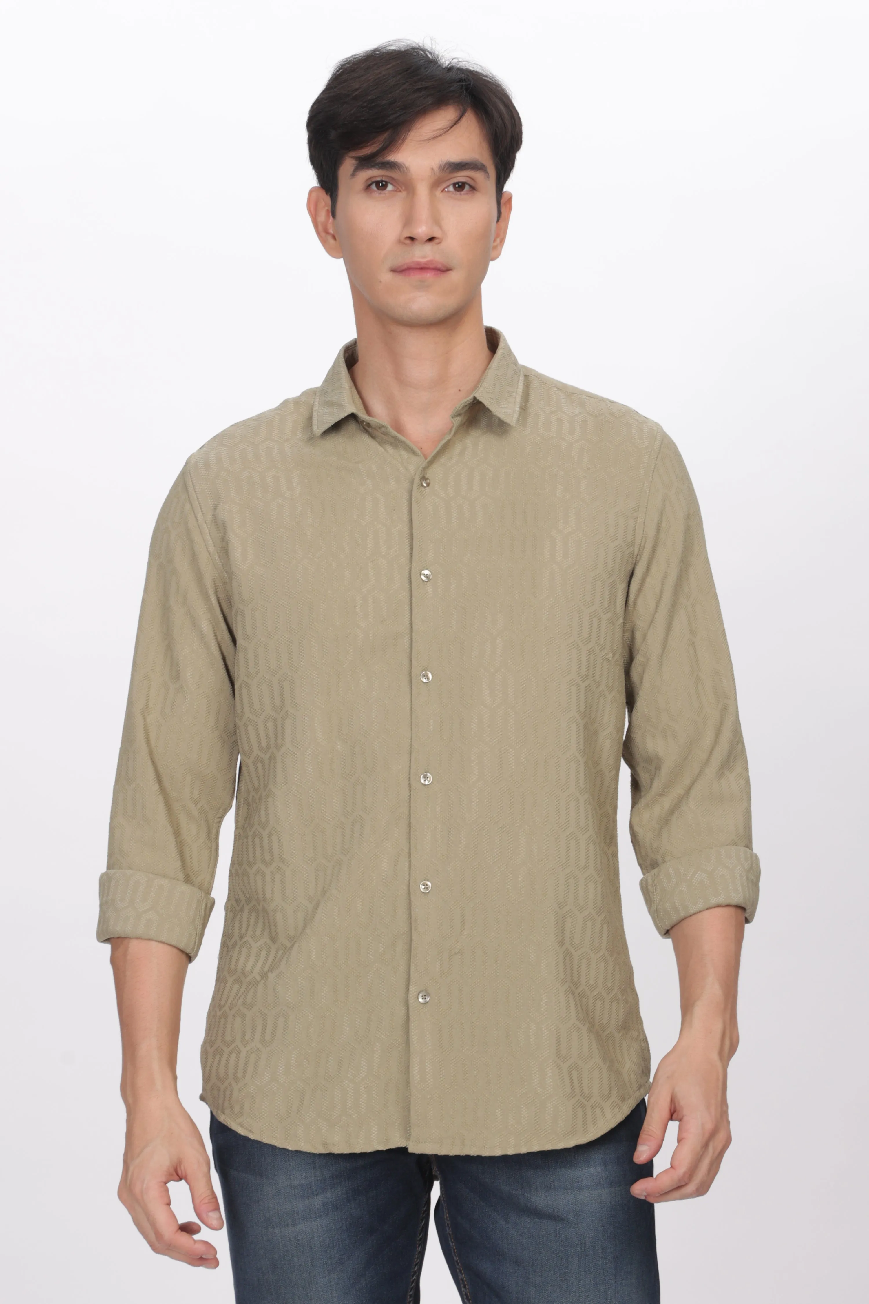 Sandal - Modern Fit Textured Shirt