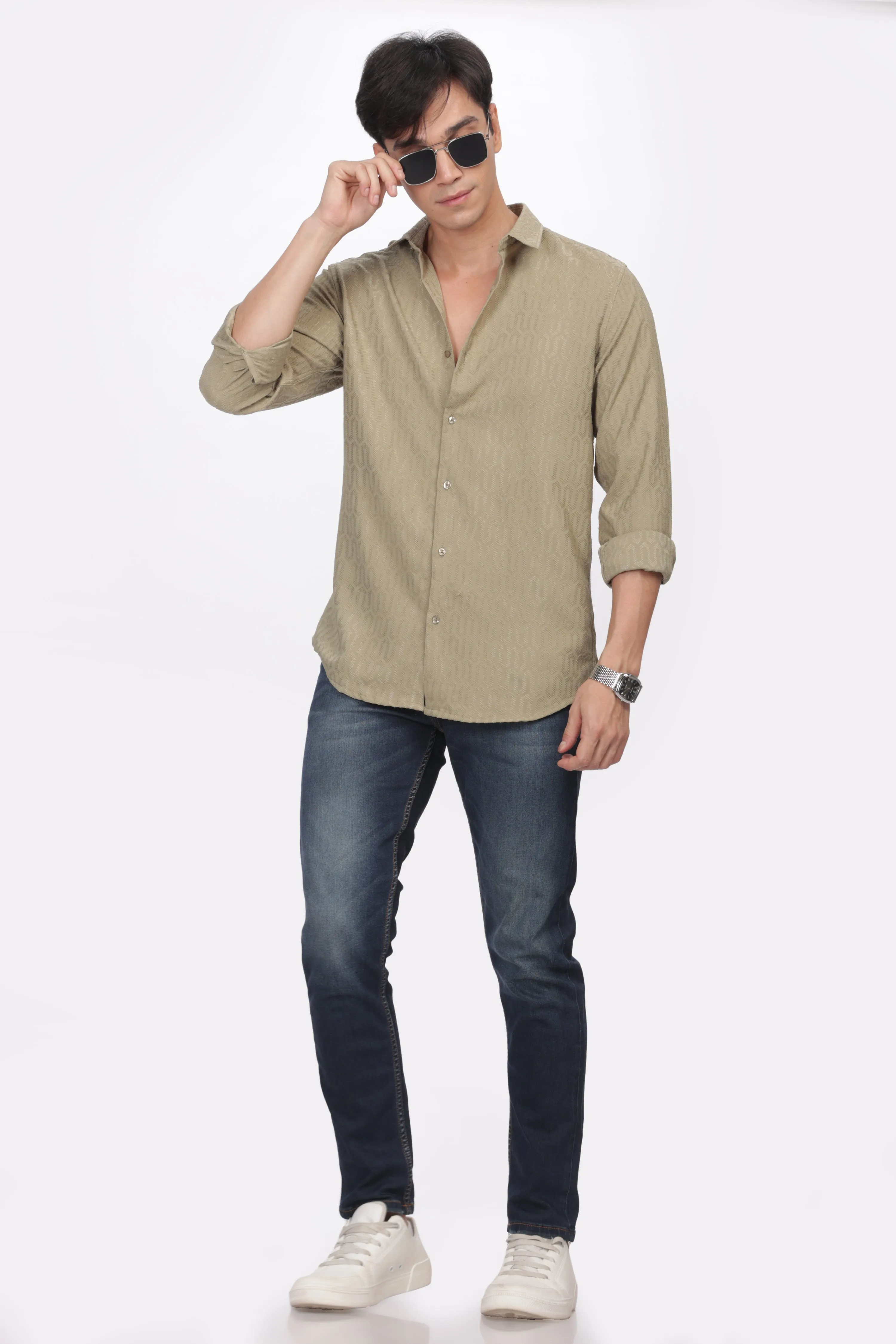 Sandal - Modern Fit Textured Shirt