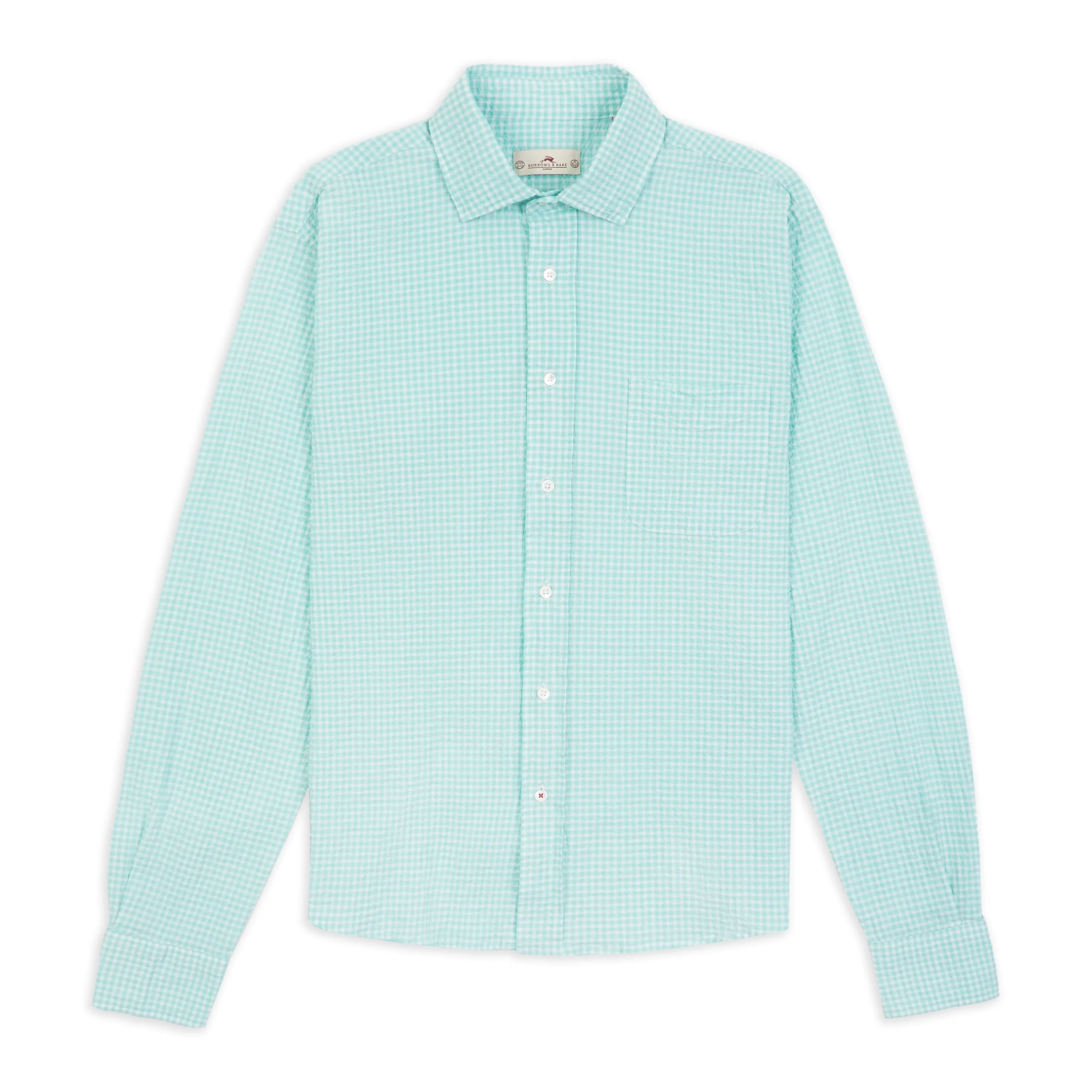 Seersucker Shirt - Gingham Mint