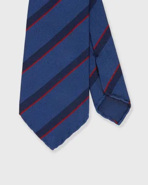 Silk Woven Tie in Blue/Navy/Red Stripe