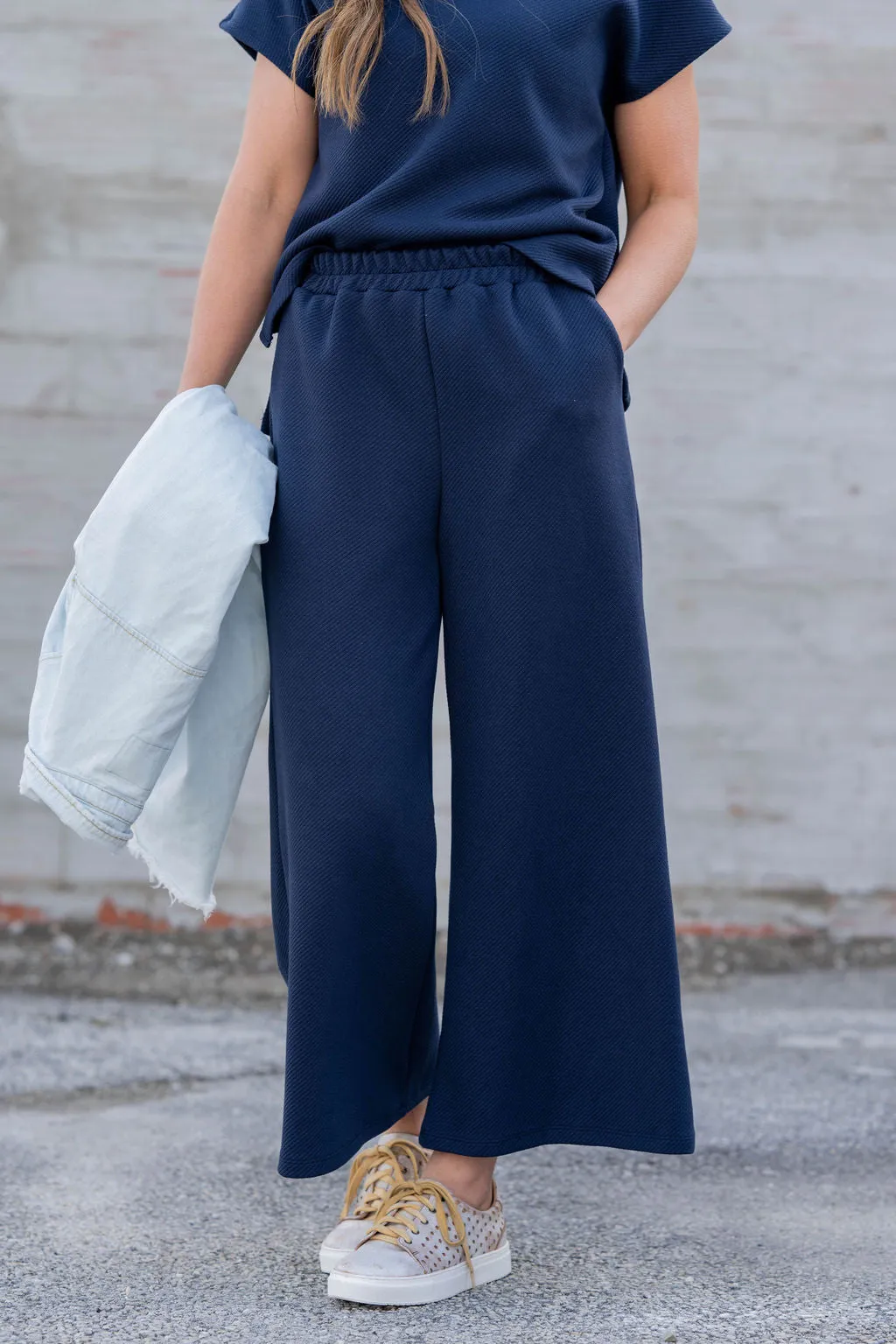 Subtle Ribbed Relaxed Bottom Pants