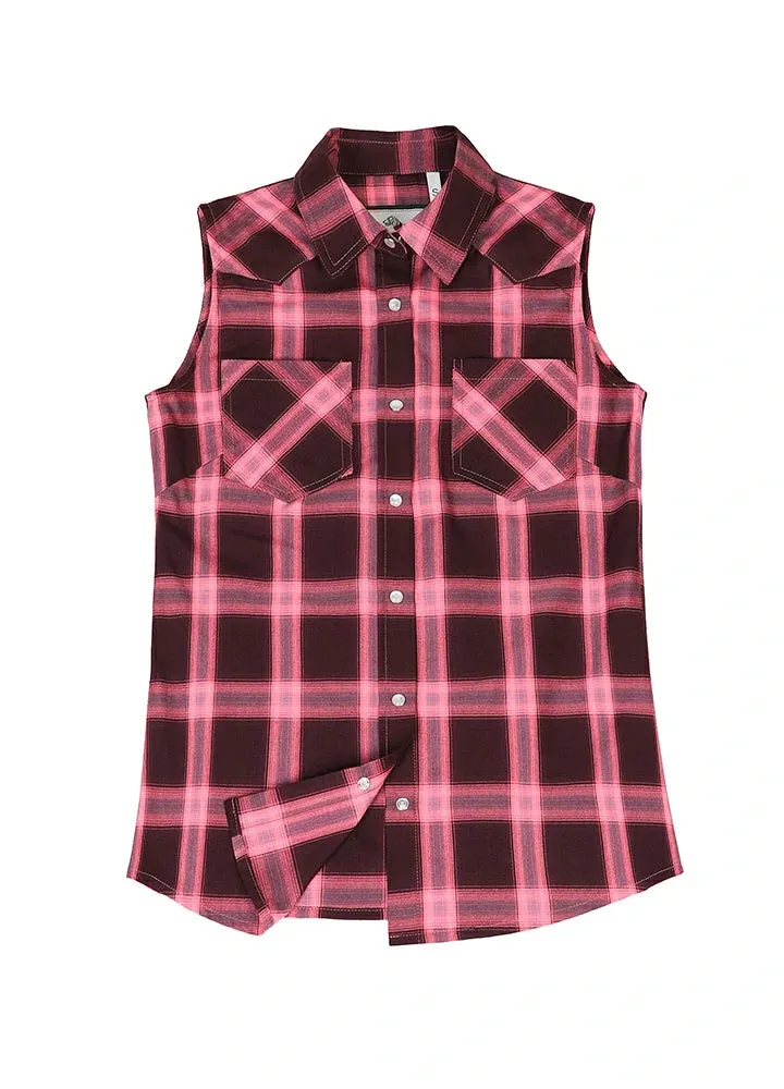 Women's Western Pearl Snap Plaid Vest