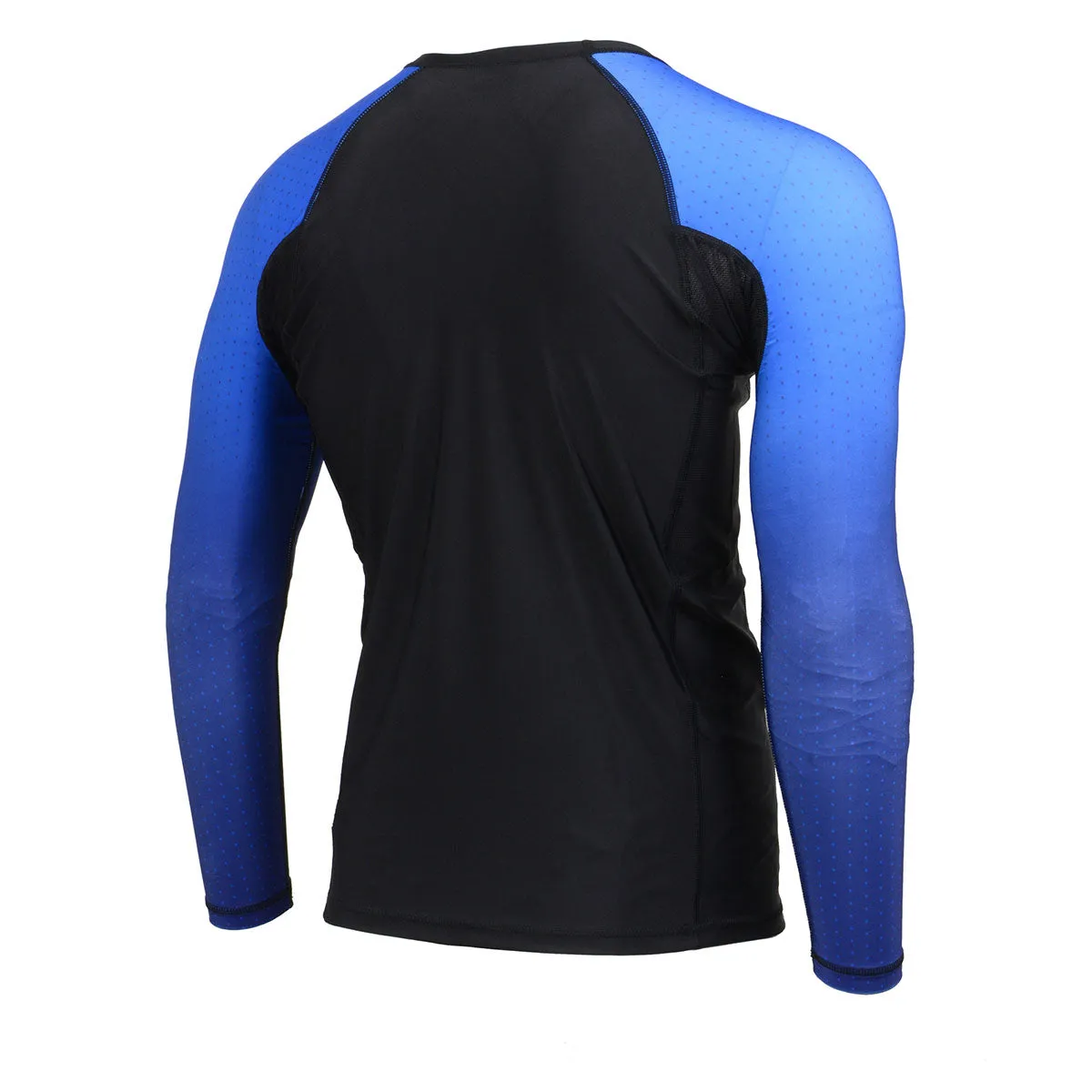 X-Fitness XFM7000 Men's Black and Blue Long Sleeve Compression Rash Guard Athletic Shirt- MMA, BJJ, Wrestling, Cross Training